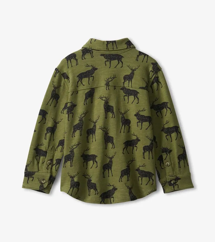 Boys Magestic Elk Jersey Button Down Shirt Hatley
