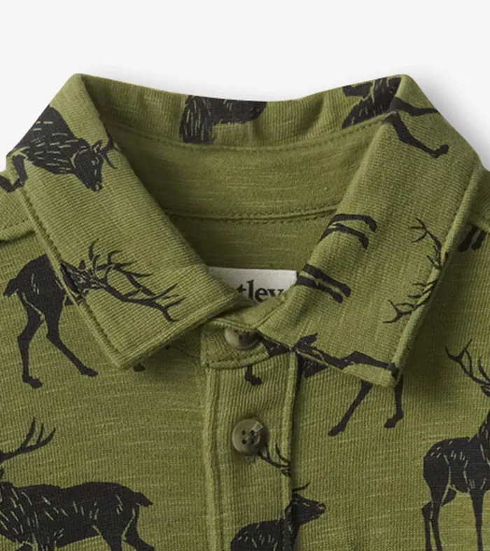 Boys Magestic Elk Jersey Button Down Shirt Hatley