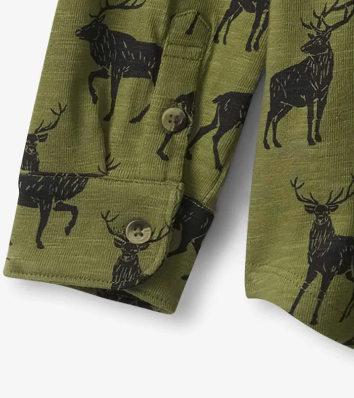 Boys Magestic Elk Jersey Button Down Shirt Hatley