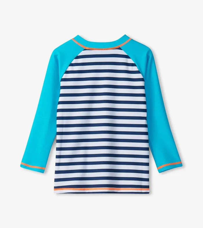Boys Shark Stripes Long Sleeve Rashguard Hatley
