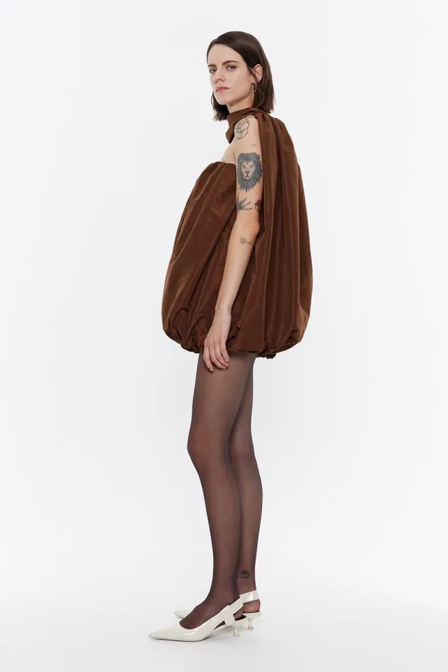 Brown Balloon Dress Brown Women Bimba Y Lola Dresses And Jumpsuits