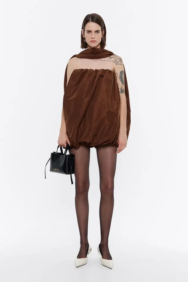 Brown Balloon Dress Brown Women Bimba Y Lola Dresses And Jumpsuits Brown Balloon Dress Brown Women Bimba Y Lola Dresses And Jumpsuits