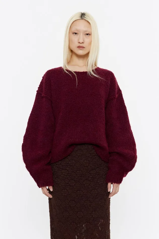 Burgundy Alpaca Seams Jumper Burgundy Women Bimba Y Lola Knitwear