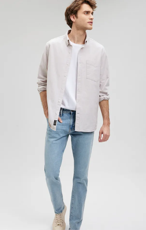 ButtonDown Long Sleeve Shirt In Silver Lining Men Mavi Jeans TShirts ButtonDown Long Sleeve Shirt In Silver Lining Men Mavi Jeans TShirts