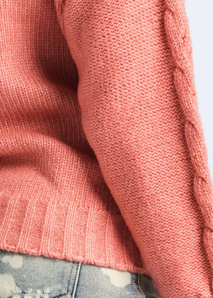CABLE KNIT PULLOVER SWEATER Burnt Coral Women VENUS Pullover CABLE KNIT PULLOVER SWEATER Burnt Coral Women VENUS Pullover