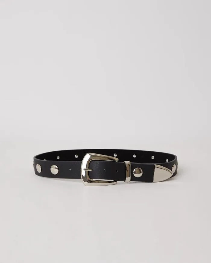 CAMI NYC Belts Women BLow The Belt Jordana Mini Moto Belt Black Silver