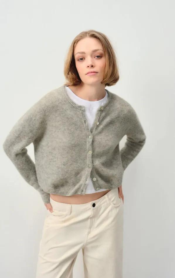 Cardigan Vitow Melange Light Grey Women American Vintage Jumpers and Cardigans Cardigan Vitow Melange Light Grey Women American Vintage Jumpers and Cardigans