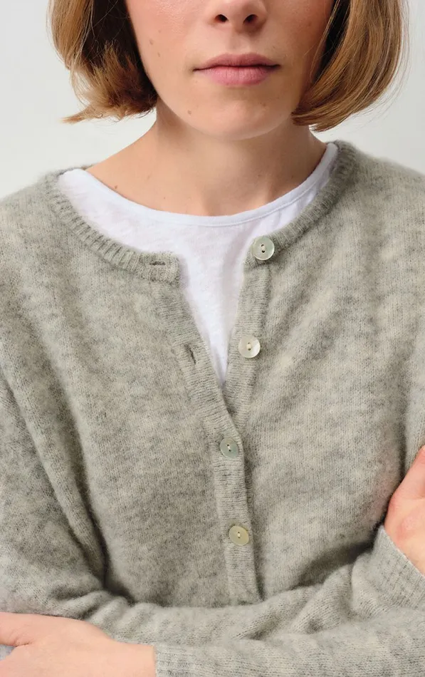 Cardigan Vitow Melange Light Grey Women American Vintage Jumpers and Cardigans Cardigan Vitow Melange Light Grey Women American Vintage Jumpers and Cardigans