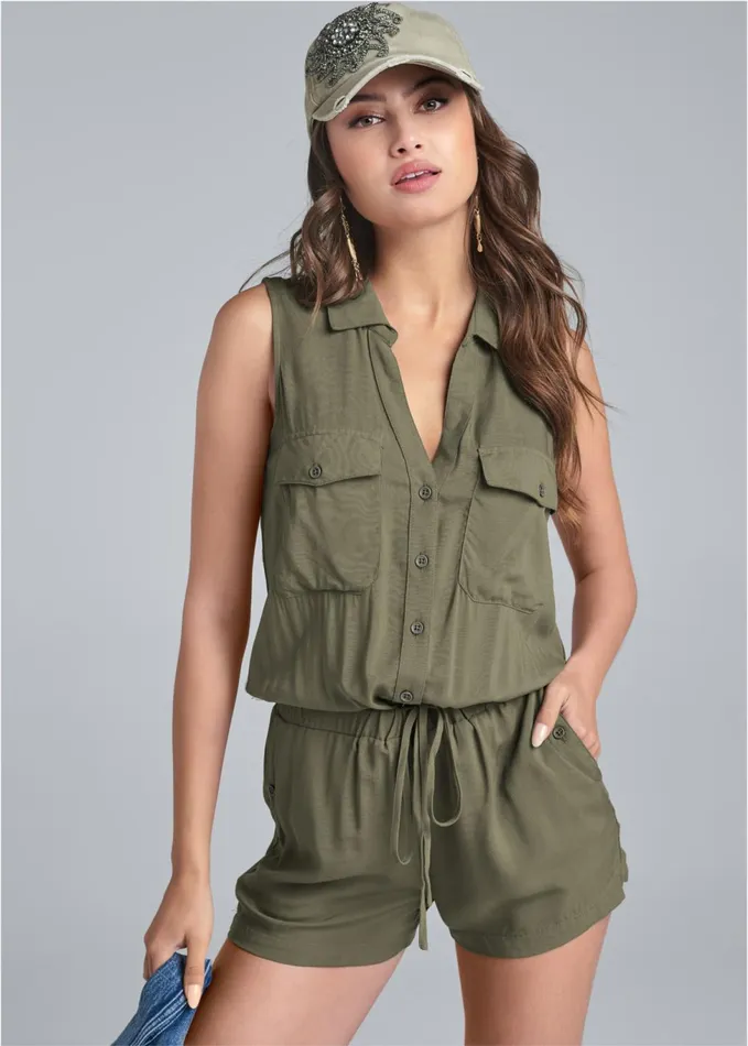 CARGO ROMPER Khaki Women VENUS Casual Jumpsuits and Rompers