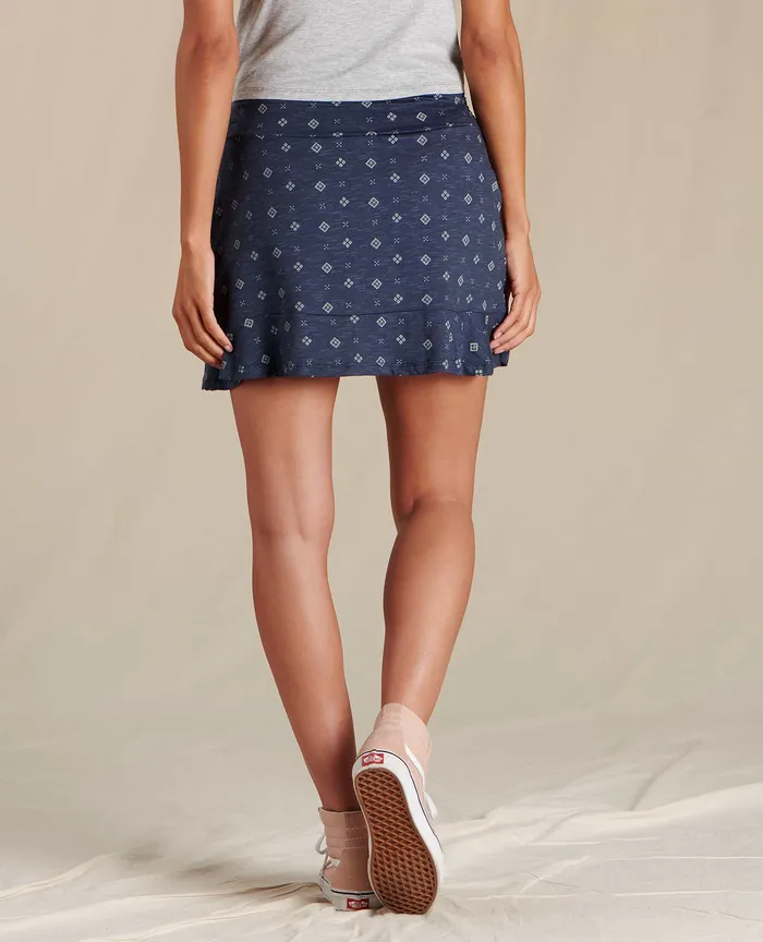 Chaka Ruffle Skirt True Navy Tile Print Women8217s Skirts and Skorts ToadandCo