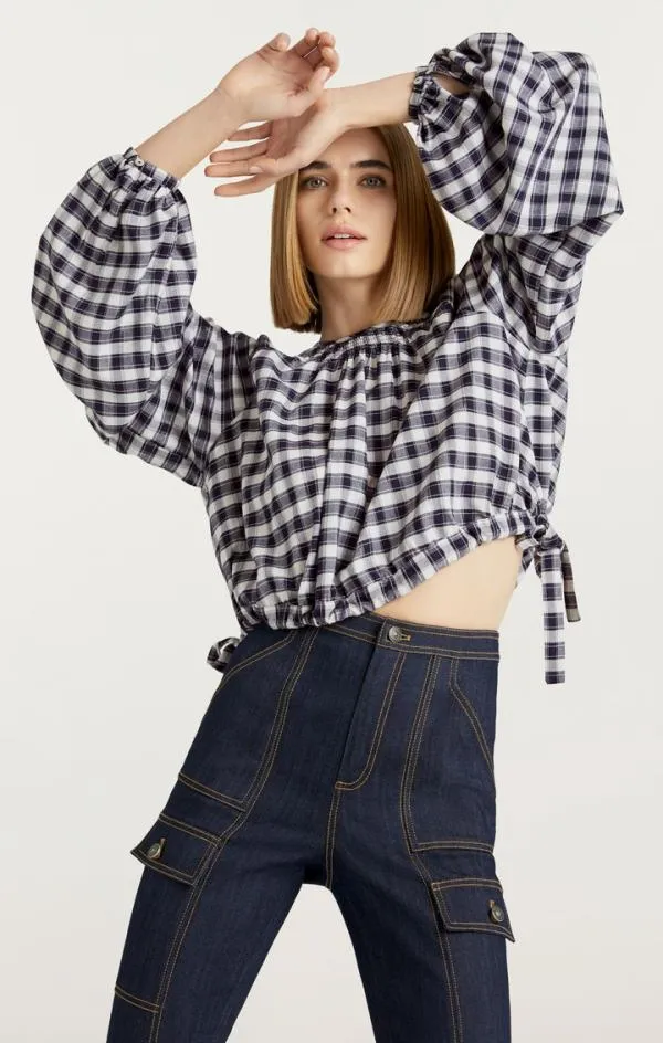 Cinq Sept Adia Top Navywhite Women Long Sleeve Tops