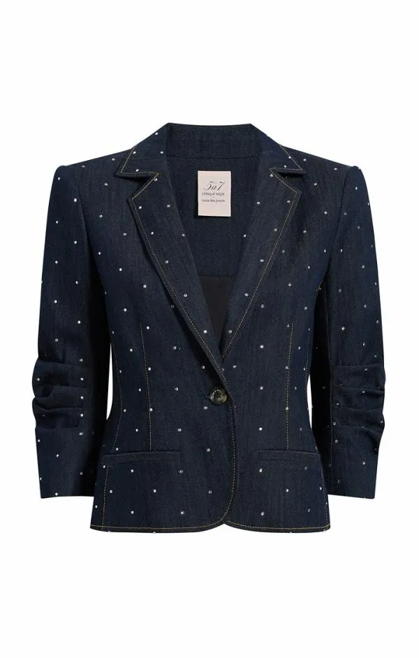 Cinq Sept Ditsy Rhinestone Le Petit Khloe Blazer Indigo Women Blazers