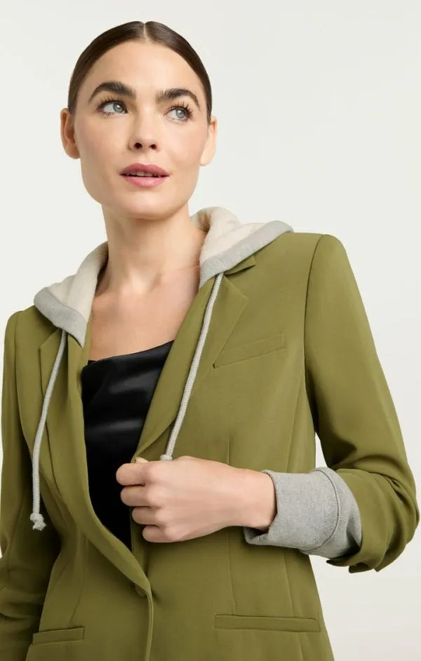 Cinq Sept Hooded Khloe Jacket Olive Greenheather Grey Women Blazers