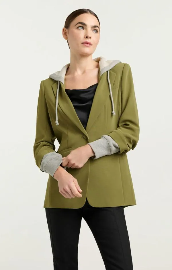 Cinq Sept Hooded Khloe Jacket Olive Greenheather Grey Women Blazers