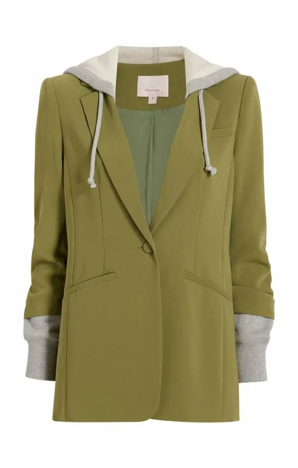 Cinq Sept Hooded Khloe Jacket Olive Greenheather Grey Women Blazers