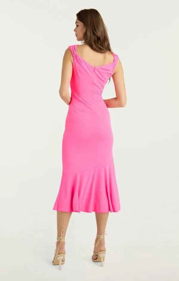 Cinq Sept Julieta Dress Electric Pink Women Midi