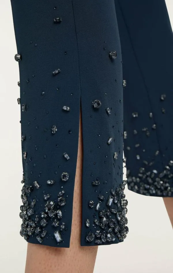 Cinq Sept Rhinestone Crackle Cropped Kerry Pant Peacock Blue Women Pants