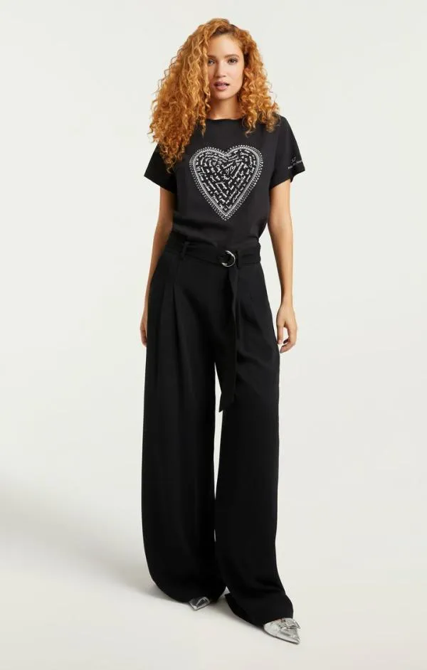 Cinq Sept Rhinestone Love Letter Heart Tee Blackwhite Women Tees