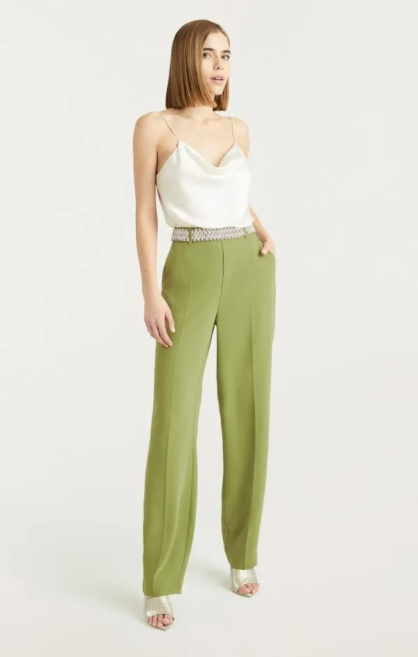 Cinq Sept Stacked Jewelry Embellished Collins Pant Moss Women Pants