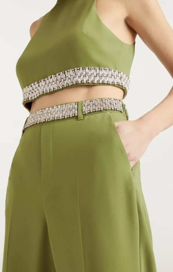 Cinq Sept Stacked Jewelry Embellished Collins Pant Moss Women Pants