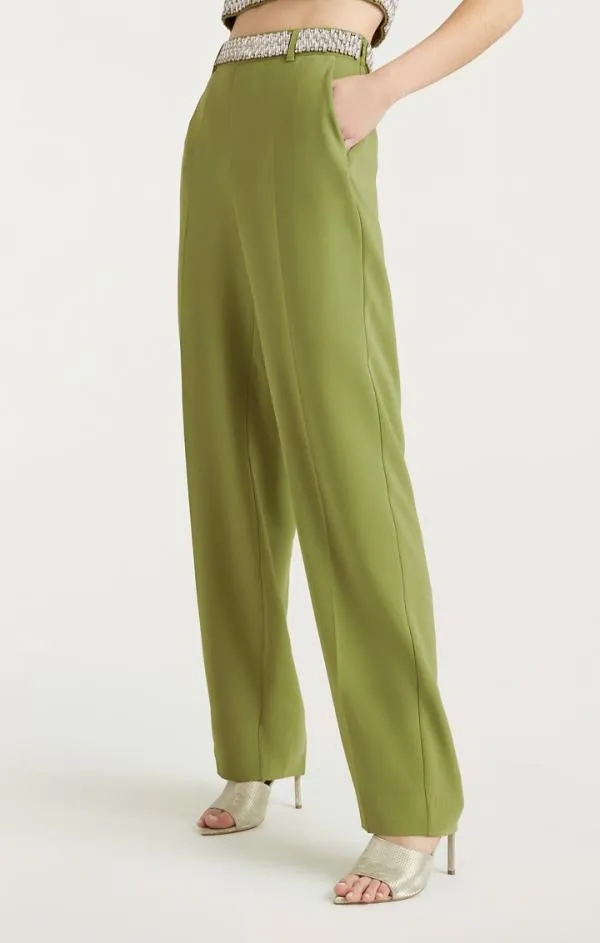 Cinq Sept Stacked Jewelry Embellished Collins Pant Moss Women Pants