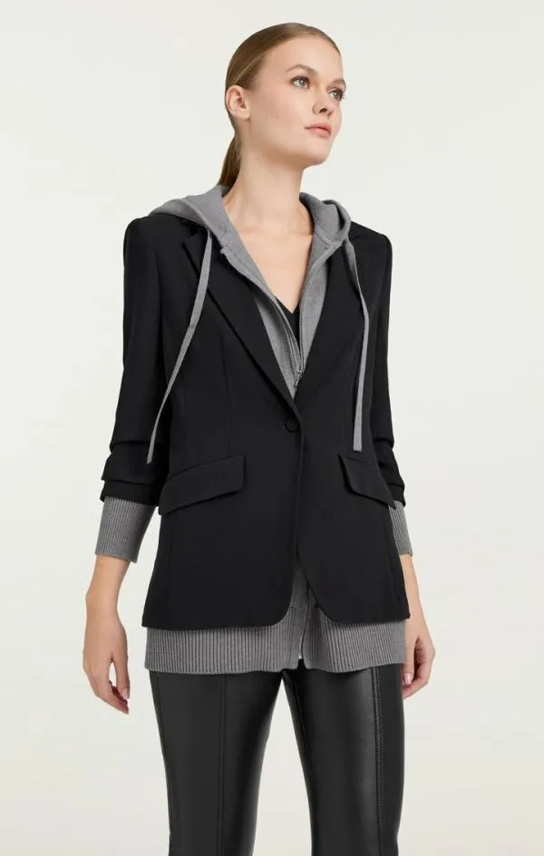 Cinq Sept Sweater Knit Khloe Blazer Blackheather Grey Women Blazers