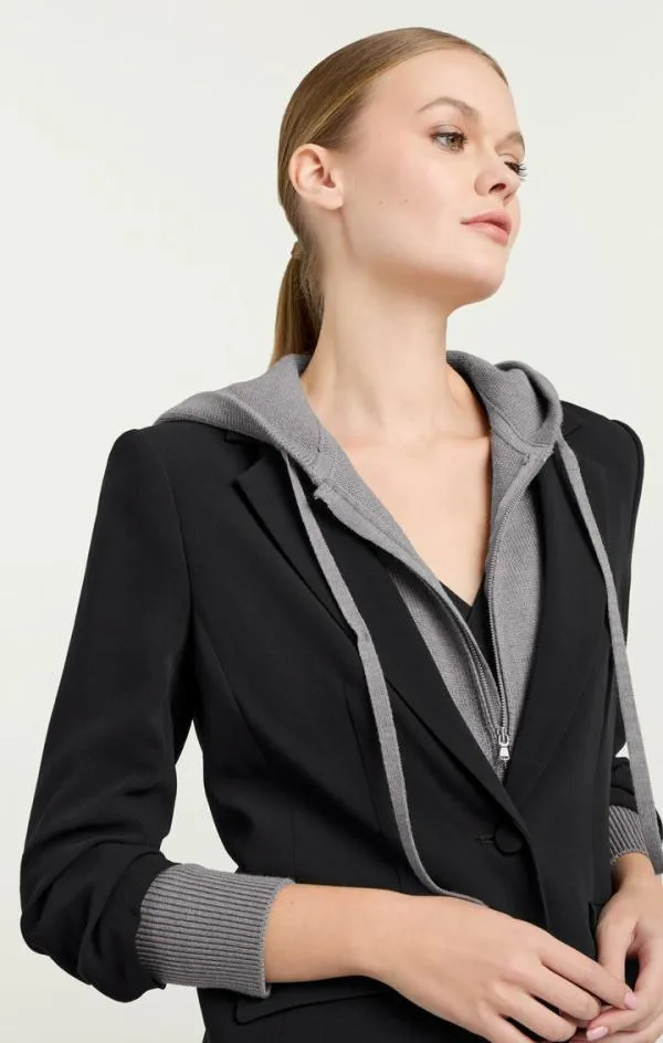 Cinq Sept Sweater Knit Khloe Blazer Blackheather Grey Women Blazers