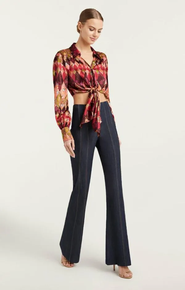 Cinq Sept Thea Patchwork Christianna Top Pale Rose Multi Women Long Sleeve Tops