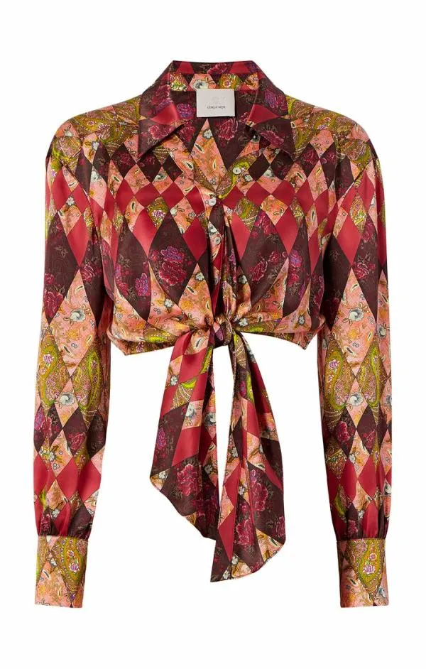 Cinq Sept Thea Patchwork Christianna Top Pale Rose Multi Women Long Sleeve Tops