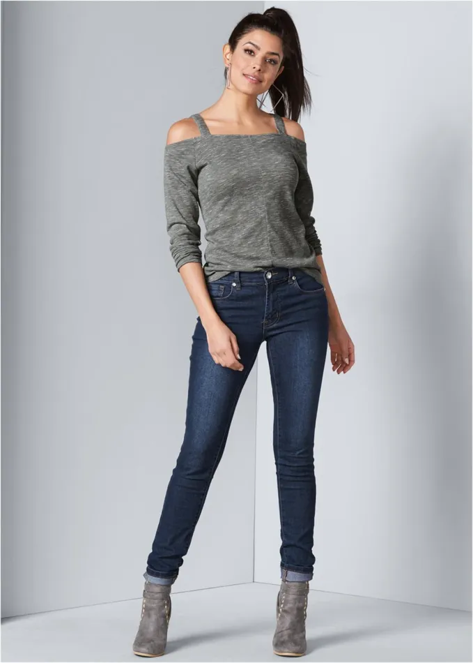 Coldshoulder Casual Top Grey Women VENUS Casual Tops