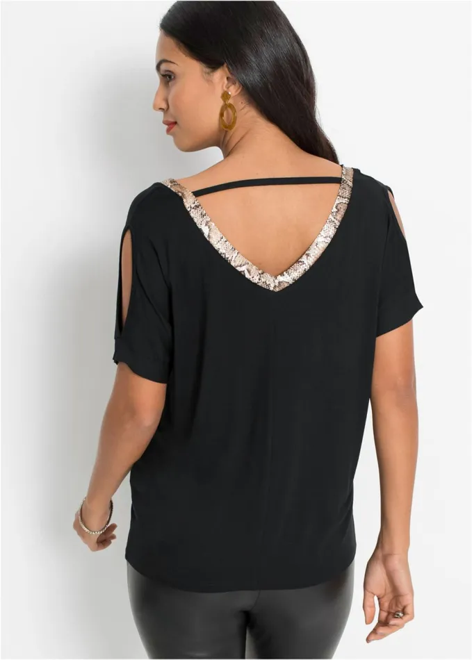 Coldshoulder Top Black Women VENUS Casual Tops