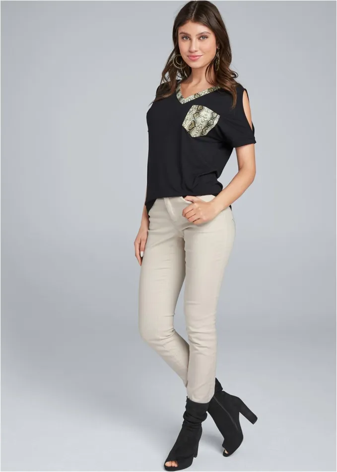 Coldshoulder Top Black Women VENUS Casual Tops