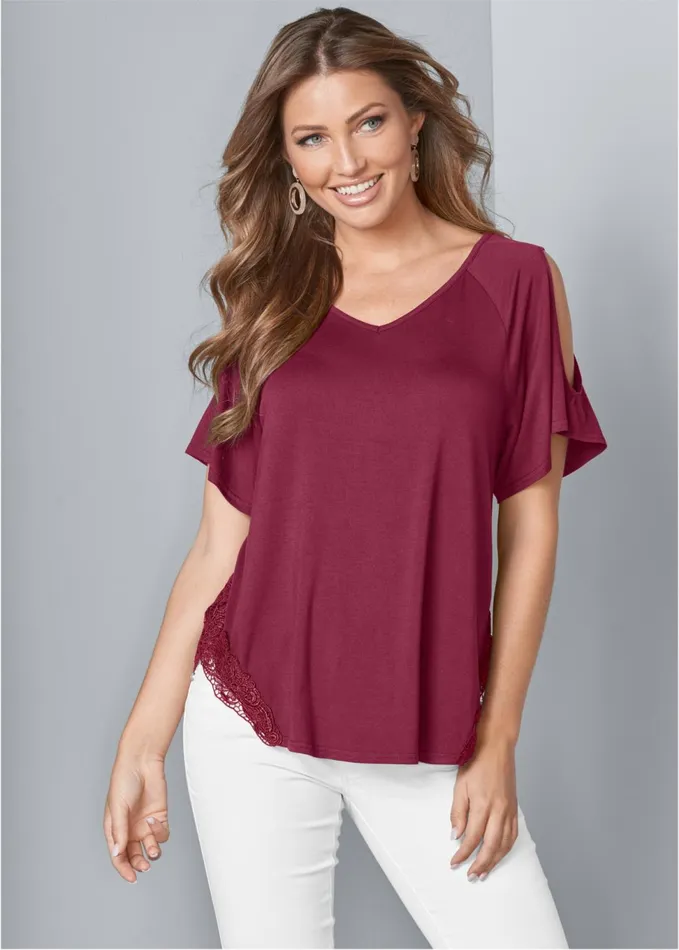 Coldshoulder Top Red Women VENUS Casual Tops
