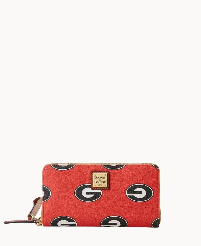 Collegiate University Of Georgia Large Zip Around Wristlet Georgia ManWoman Dooney and Bourke Wallets