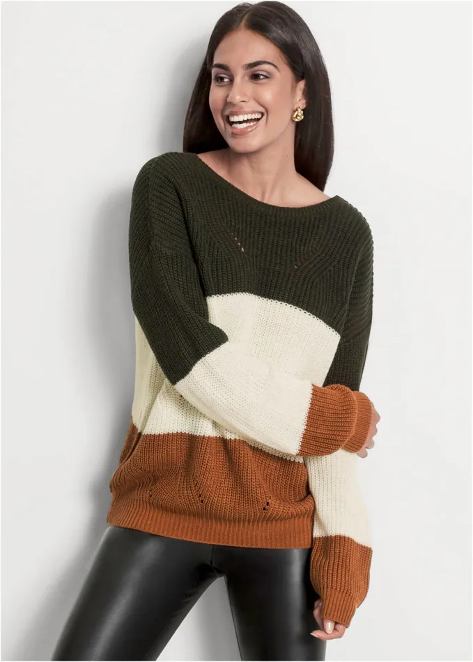 COLOR BLOCK SWEATER White Multi Women VENUS Pullover