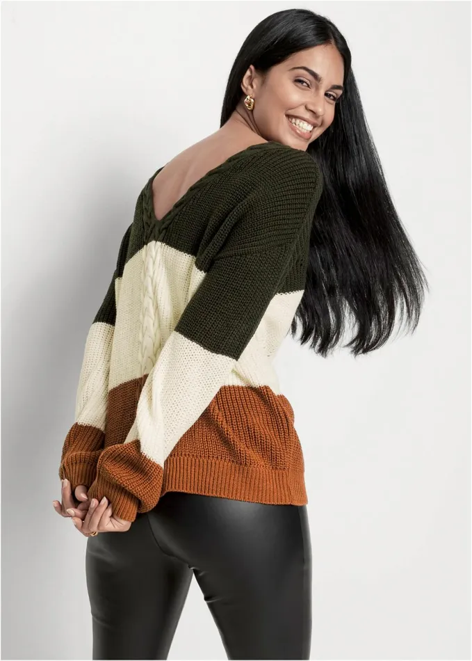 COLOR BLOCK SWEATER White Multi Women VENUS Pullover