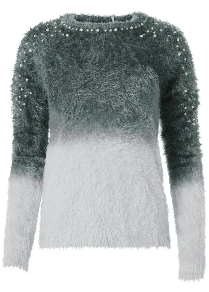 COZY PEARL TRIM SWEATER Grey Multi Women VENUS Pullover
