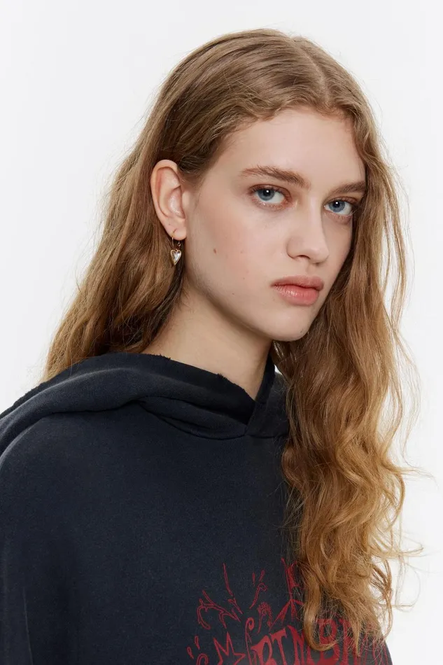 Crystal Heart Hoop Earrings Black Women Bimba Y Lola Jewelry Crystal Heart Hoop Earrings Black Women Bimba Y Lola Jewelry