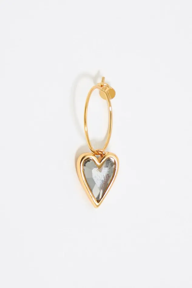 Crystal Heart Hoop Earrings Black Women Bimba Y Lola Jewelry Crystal Heart Hoop Earrings Black Women Bimba Y Lola Jewelry