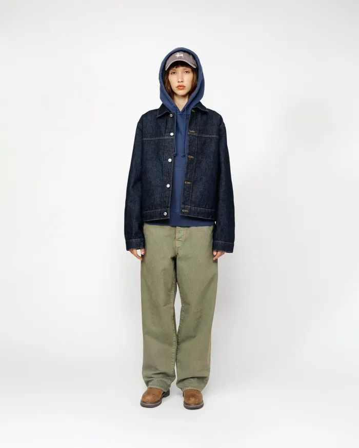 Denim MenWomen Stussy TRUCKER JACKET DENIM Rinsed Indigo