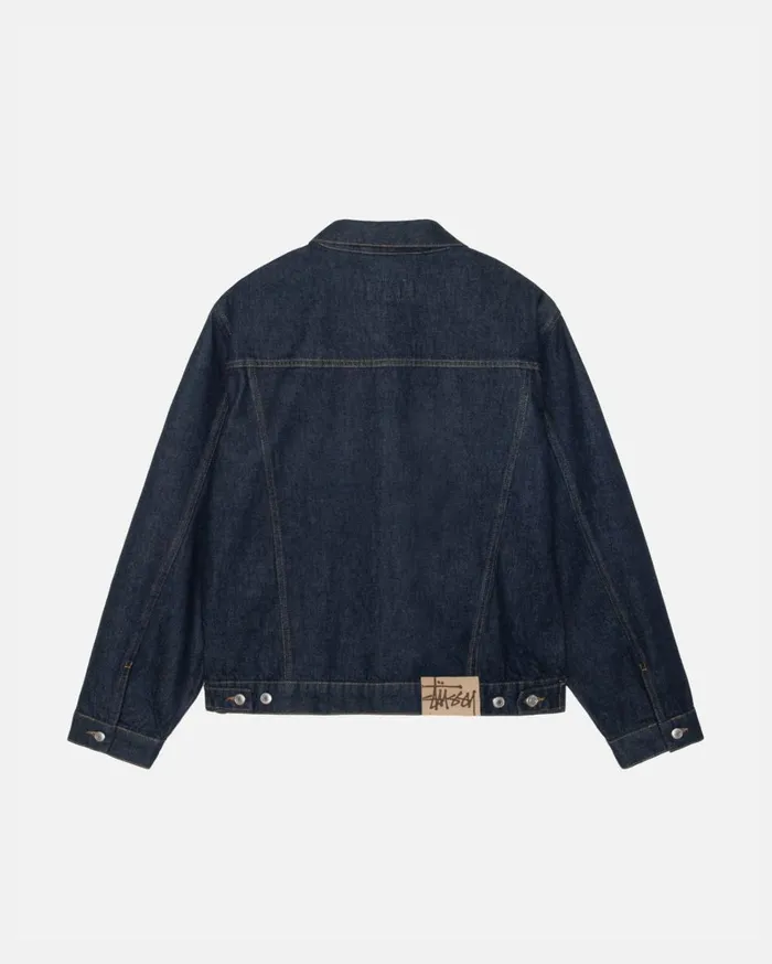 Denim MenWomen Stussy TRUCKER JACKET DENIM Rinsed Indigo