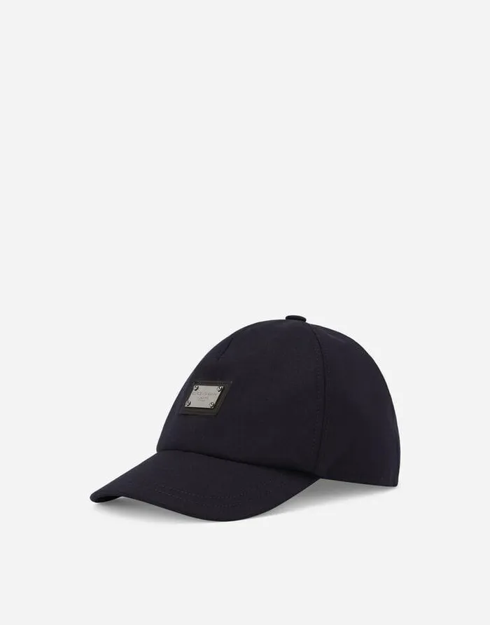 Dolce and Gabbana Accessories Children Baseball Cap With Logo Tag Blue