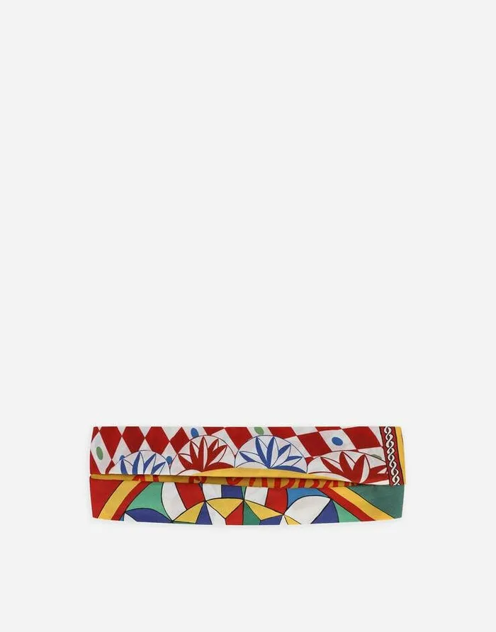 Dolce and Gabbana Accessories Children Carrettoprint Poplin Bandanna Red
