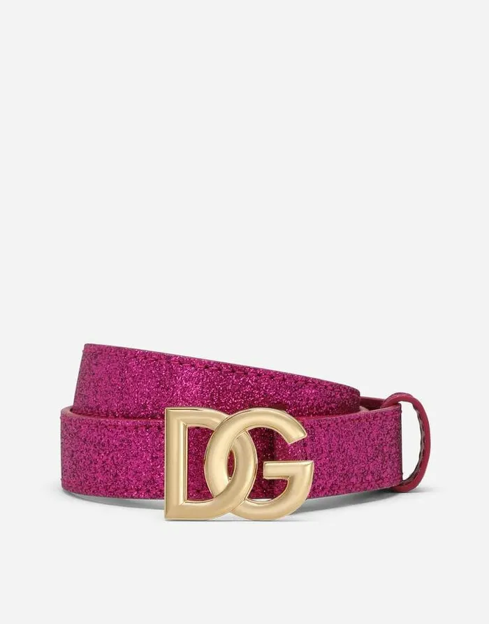 Dolce and Gabbana Accessories Children DG Logo Belt Fuchsia
