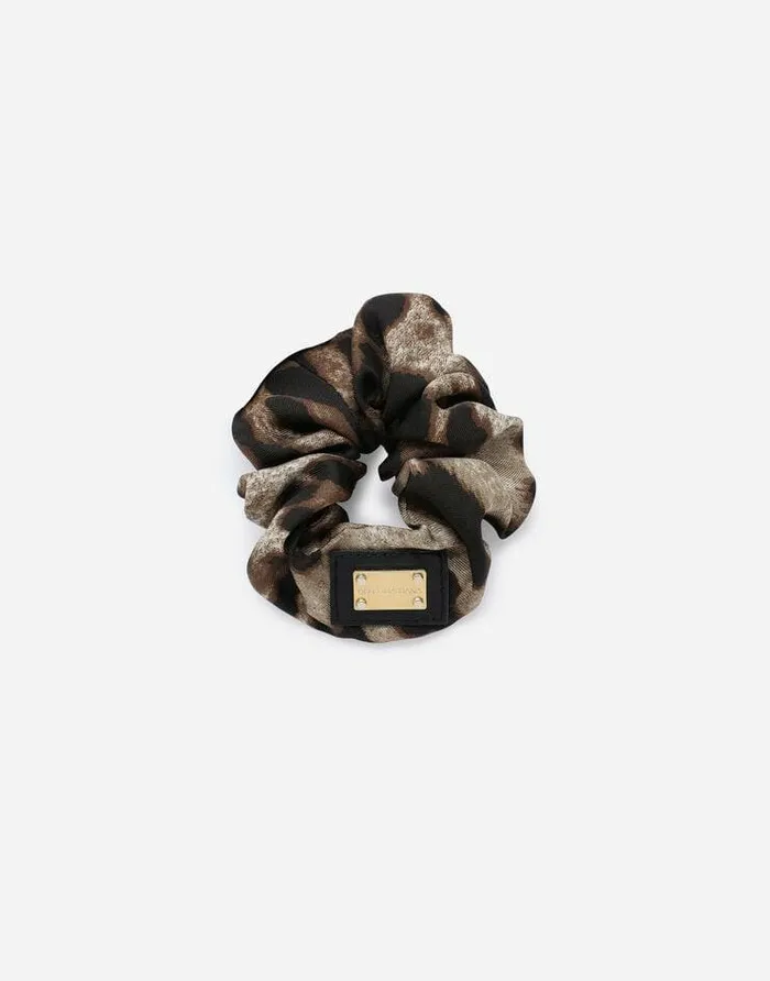 Dolce and Gabbana Accessories Children Leopardprint Viscose Scrunchie Animal Print