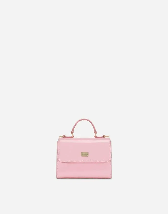 Dolce and Gabbana Accessories Children Patent Leather Handbag Pink