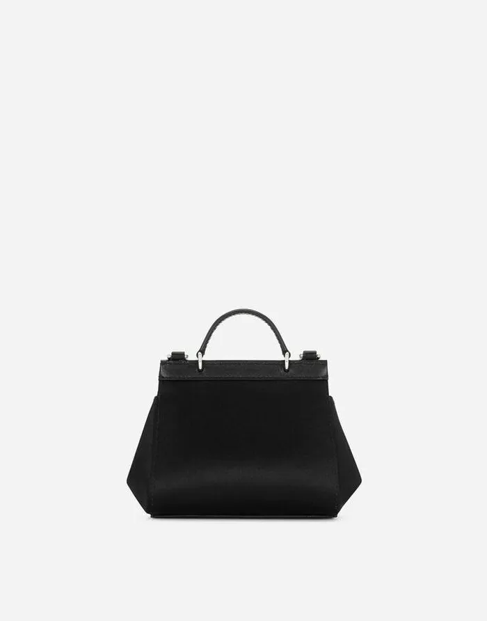 Dolce and Gabbana Accessories Children Satin Mini Sicily Handbag Black Dolce and Gabbana Accessories Children Satin Mini Sicily Handbag Black