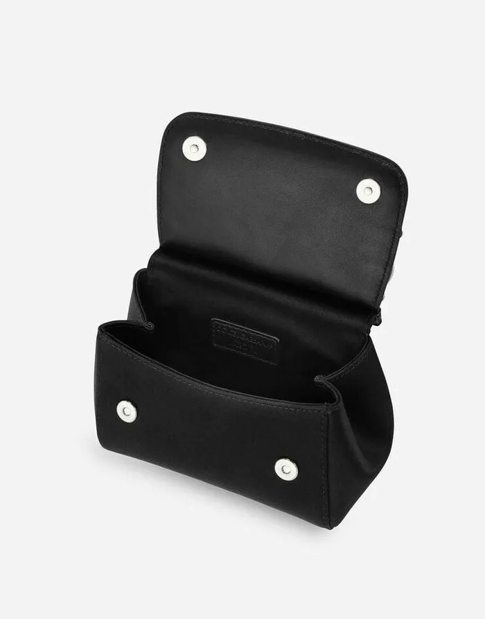 Dolce and Gabbana Accessories Children Satin Mini Sicily Handbag Black Dolce and Gabbana Accessories Children Satin Mini Sicily Handbag Black