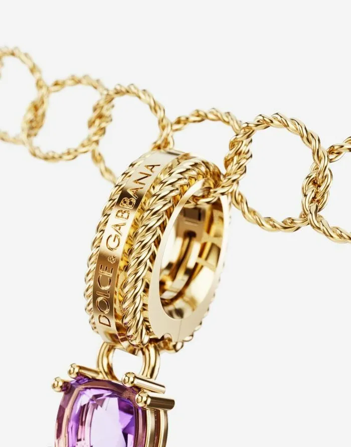 Dolce and Gabbana Alphabet Collection Women Rainbow Alphabet B 18 Kt Yellow Gold Charm With Multicolor Fine Gems Gold Dolce and Gabbana Alphabet Collection Women Rainbow Alphabet B 18 Kt Yellow Gold Charm With Multicolor Fine Gems Gold