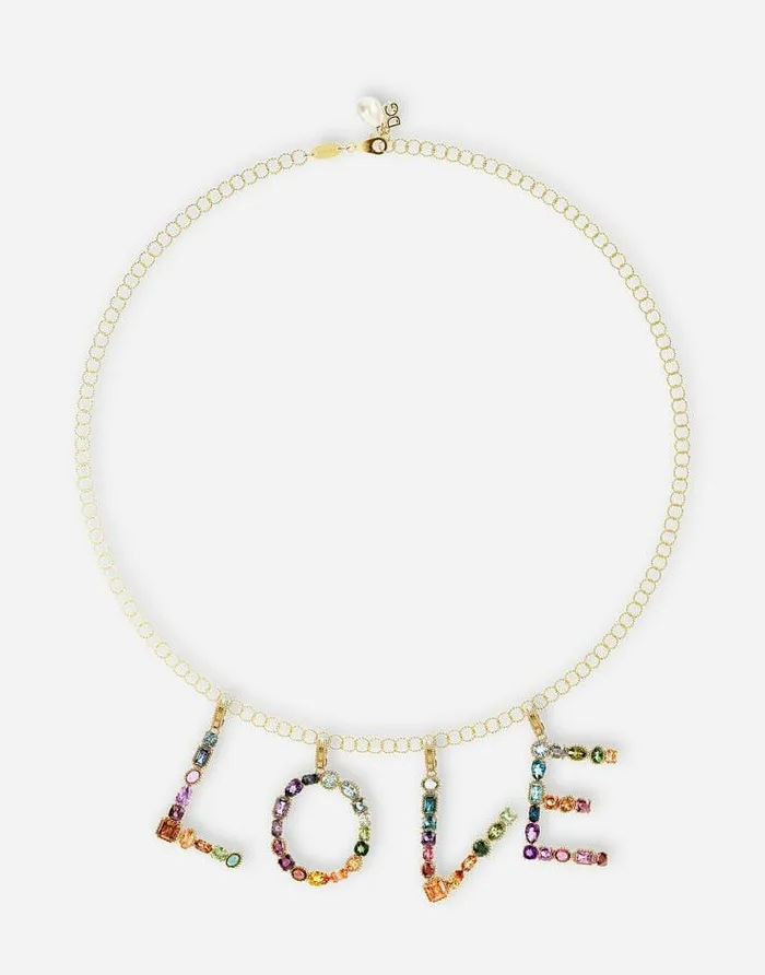 Dolce and Gabbana Alphabet Collection Women Rainbow Alphabet B 18 Kt Yellow Gold Charm With Multicolor Fine Gems Gold Dolce and Gabbana Alphabet Collection Women Rainbow Alphabet B 18 Kt Yellow Gold Charm With Multicolor Fine Gems Gold